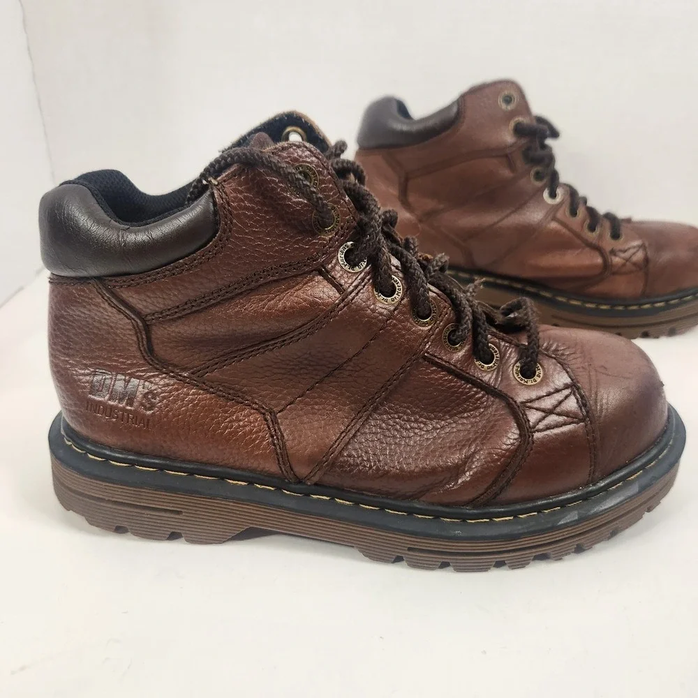 Dr Martens Mens Leather Ankle Boots Sz 8 Leather Steel Toe Work Hiking‎ Brown